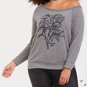 Off Shoulder Sweatshirt Flower Rose Torrid 1